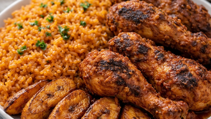 Jollof Rice and thick Chicken Stew