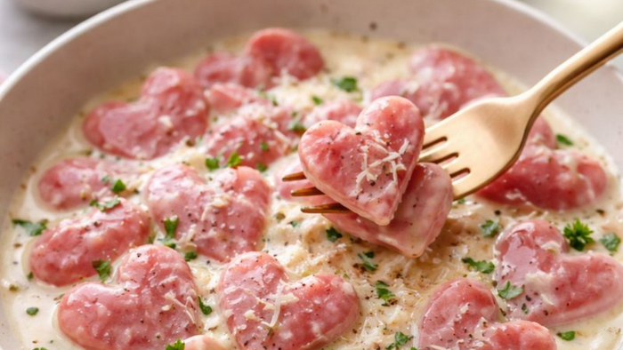 Pink, Heart-Shaped Pasta